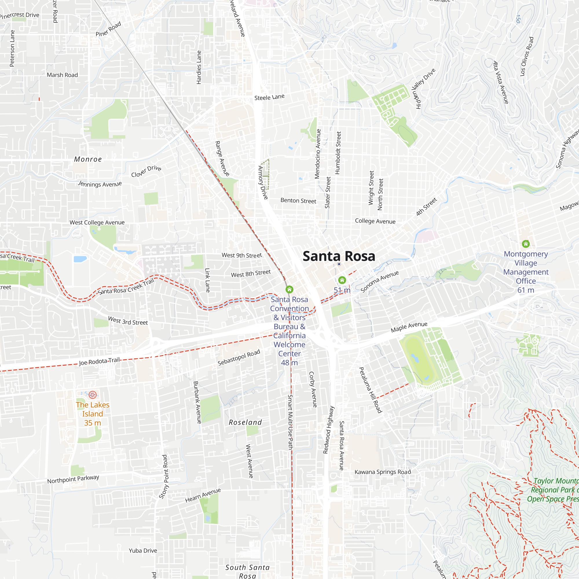Santa Rosa Convention & Visitors Bureau & California Welcome Center map