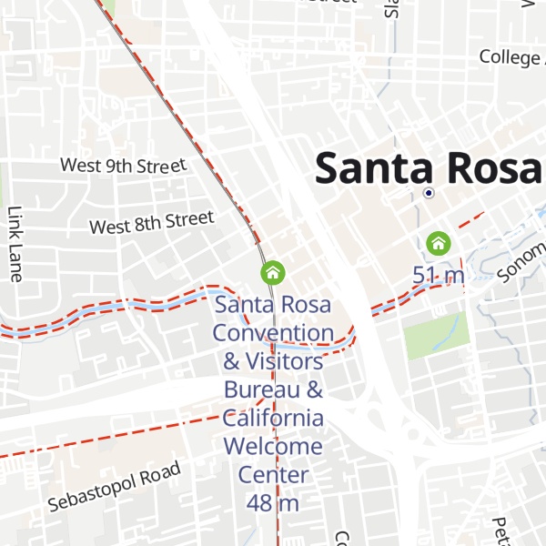 Map of Santa Rosa Convention & Visitors Bureau & California Welcome Center