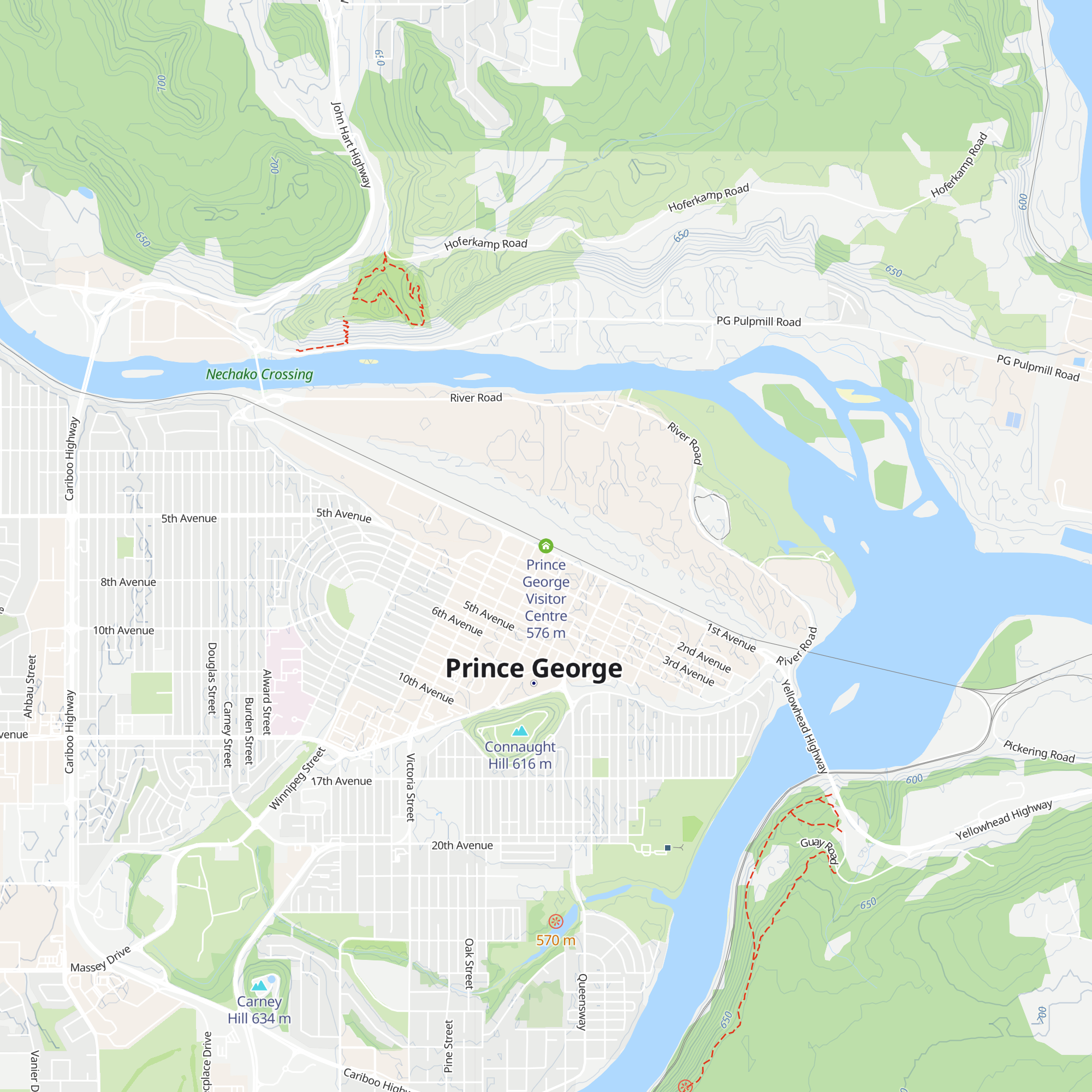 Prince George Visitor Centre map