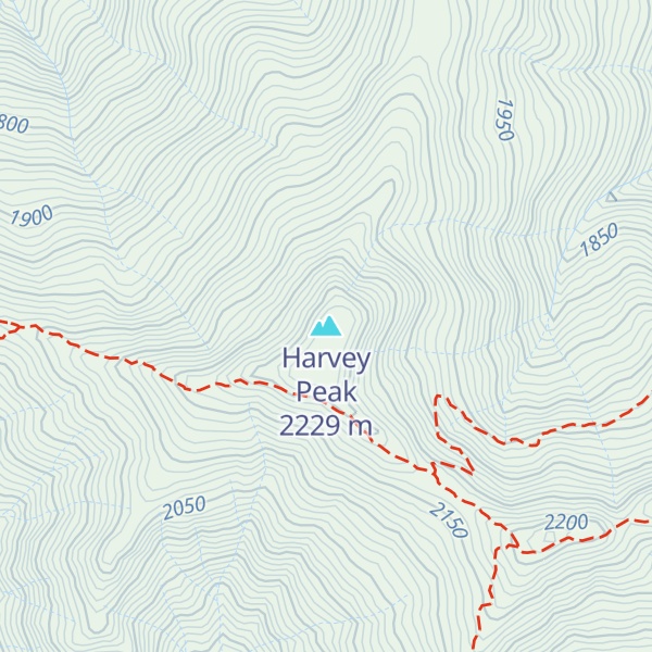 Map of Harvey Peak