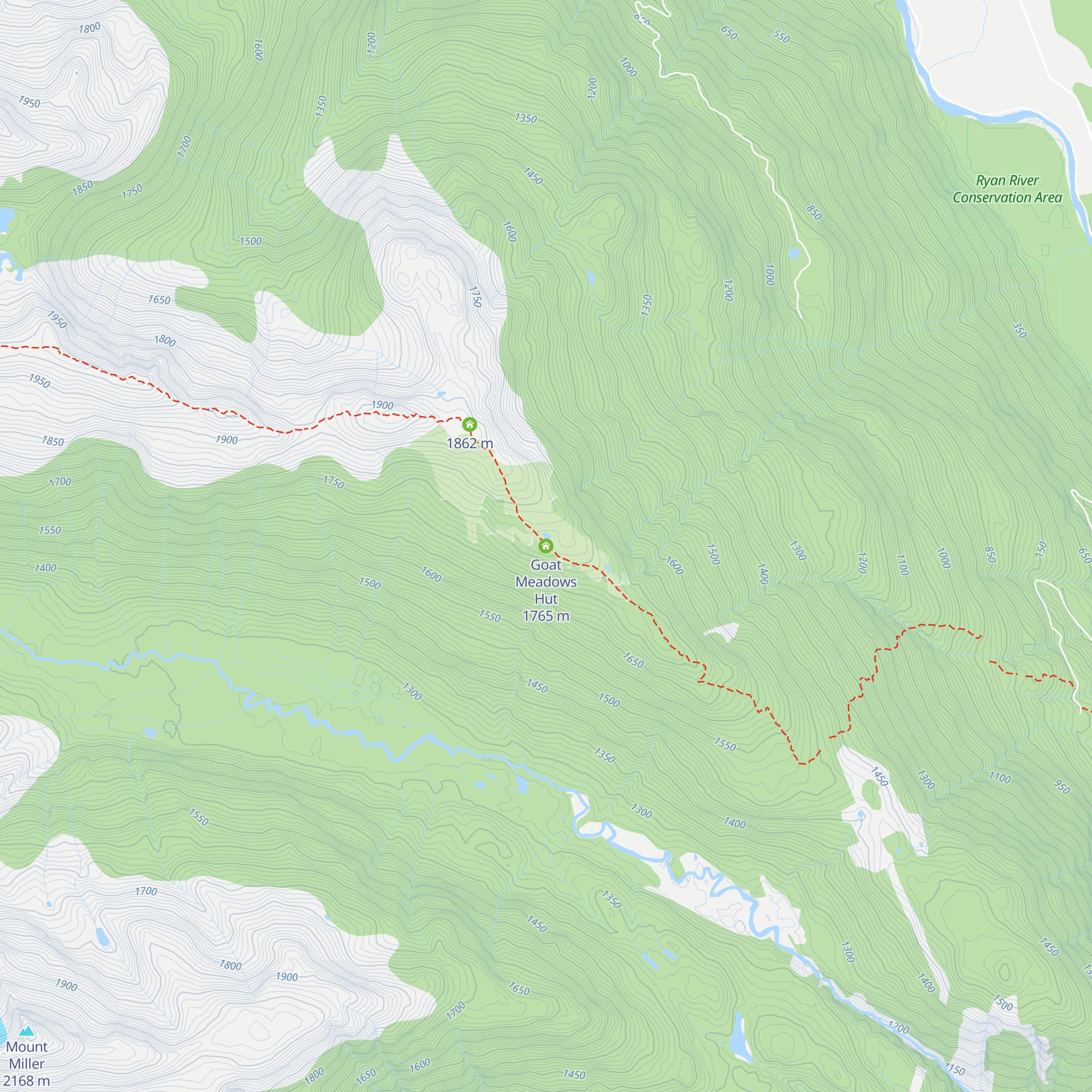 Goat Meadows Hut map