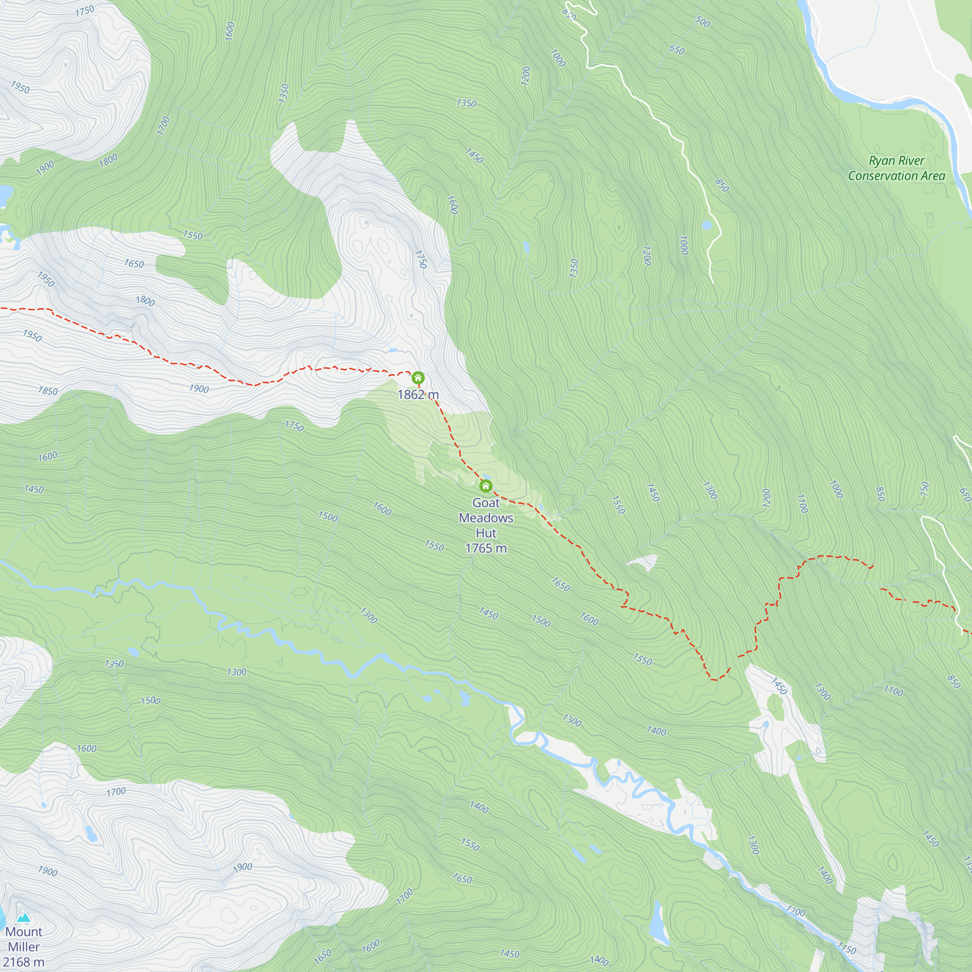 Goat Meadows Hut map