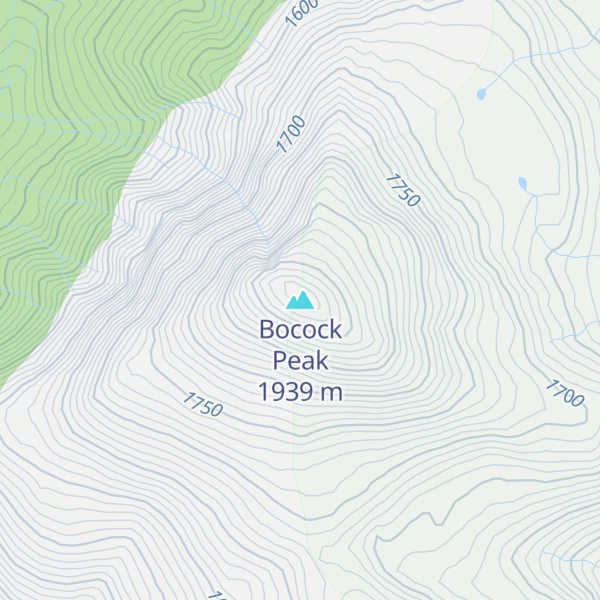 Map of Bocock Peak