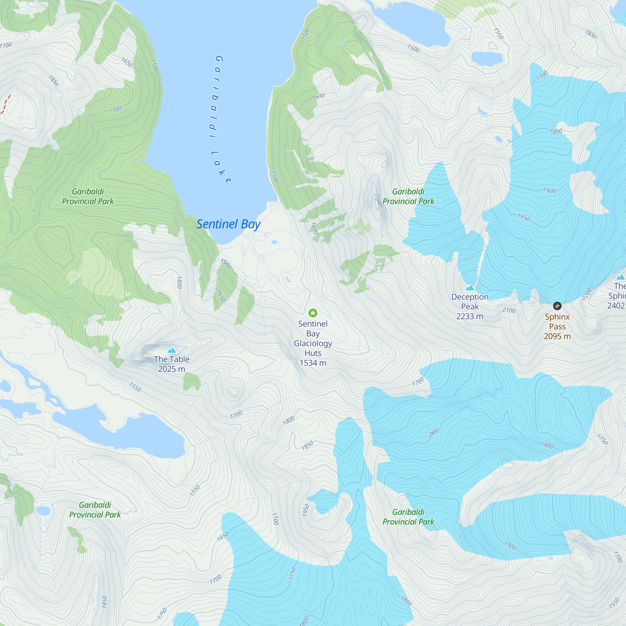 Sentinel Bay Glaciology Huts map
