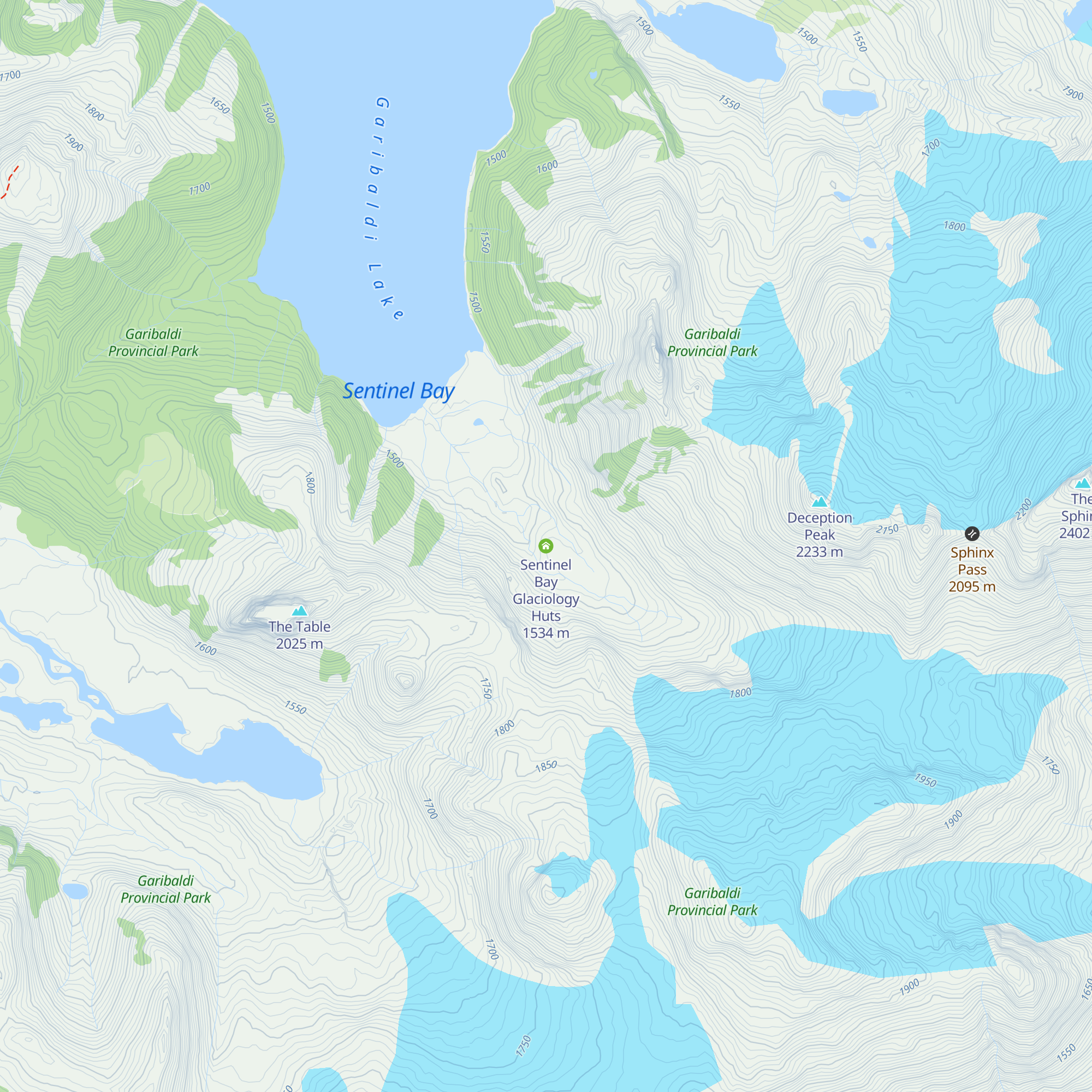 Sentinel Bay Glaciology Huts map