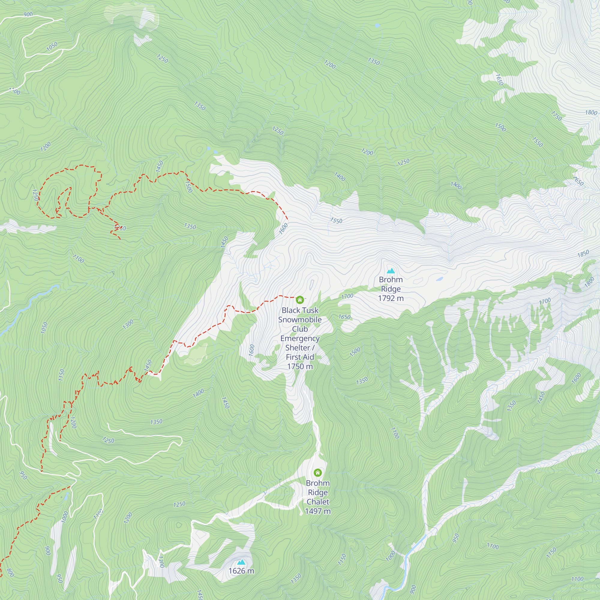 Black Tusk Snowmobile Club Emergency Shelter / First Aid map