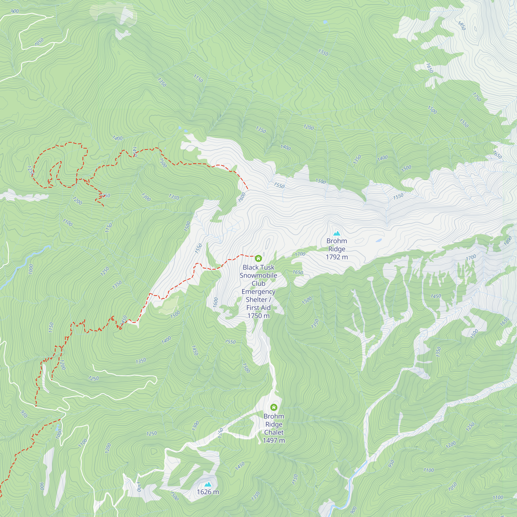 Black Tusk Snowmobile Club Emergency Shelter / First Aid map