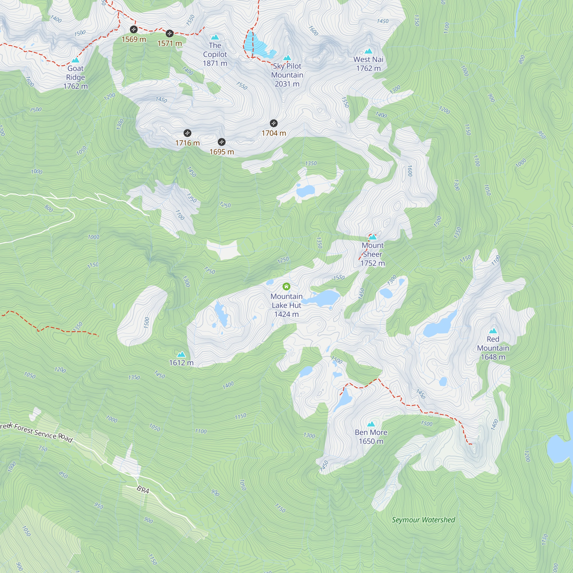 Mountain Lake Hut map