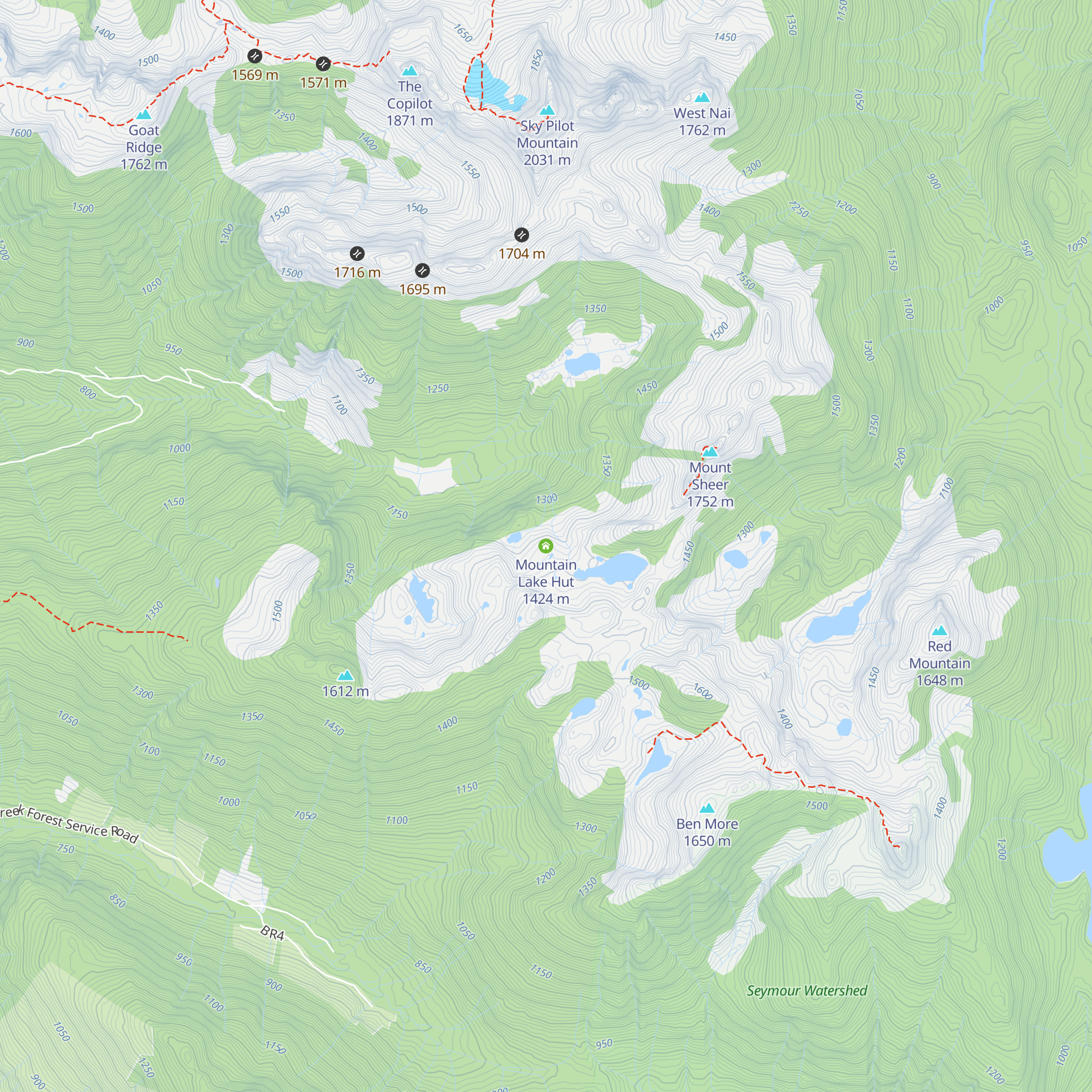 Mountain Lake Hut map