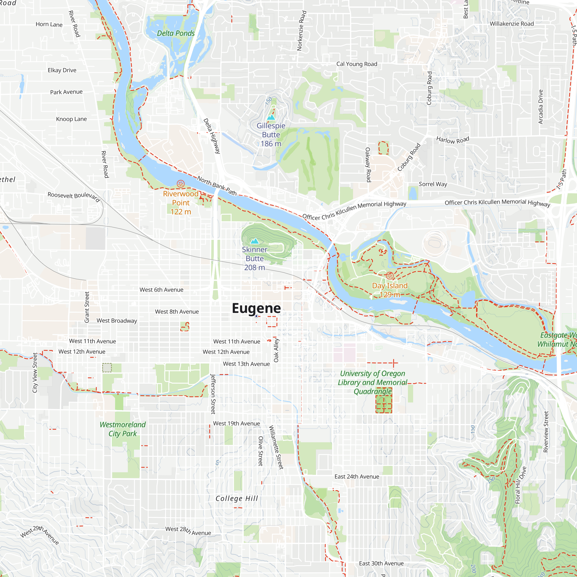 Eugene Cascades and Coast map