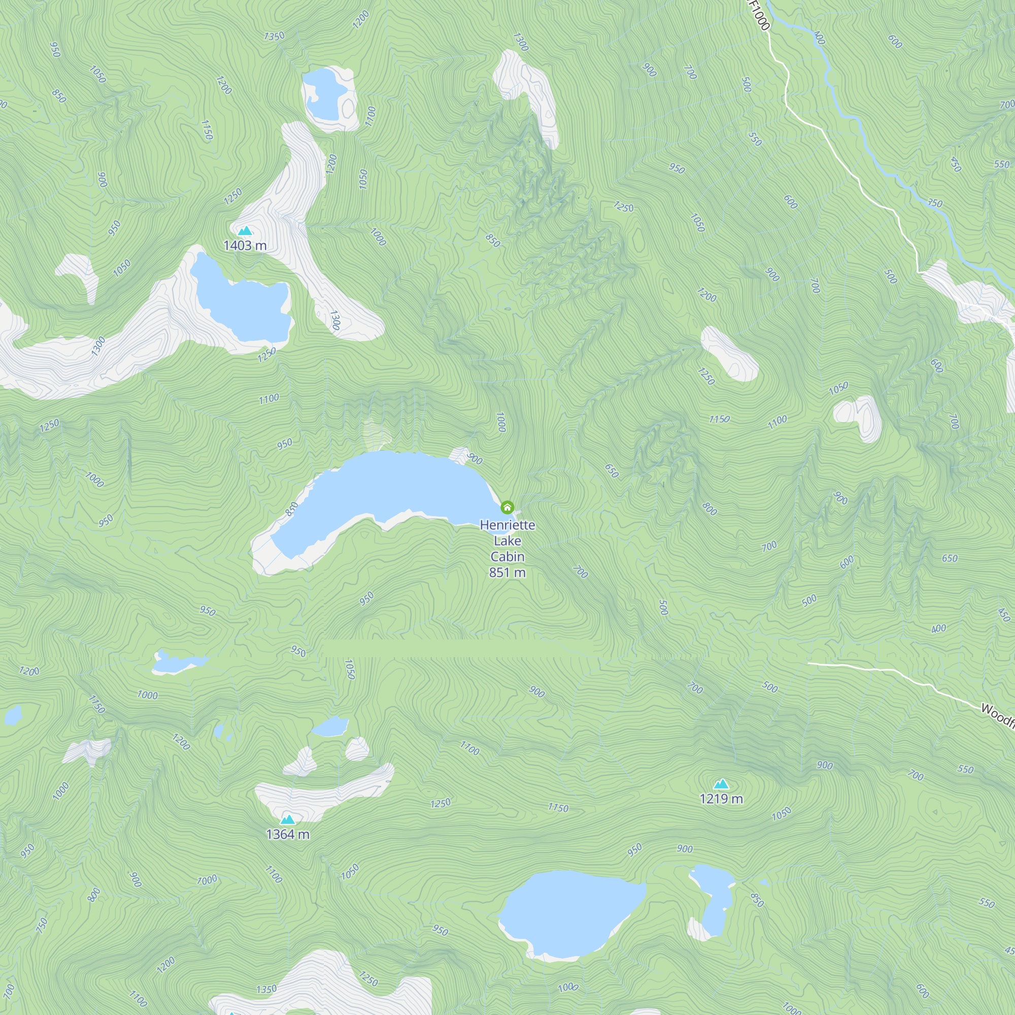 Henriette Lake Cabin map
