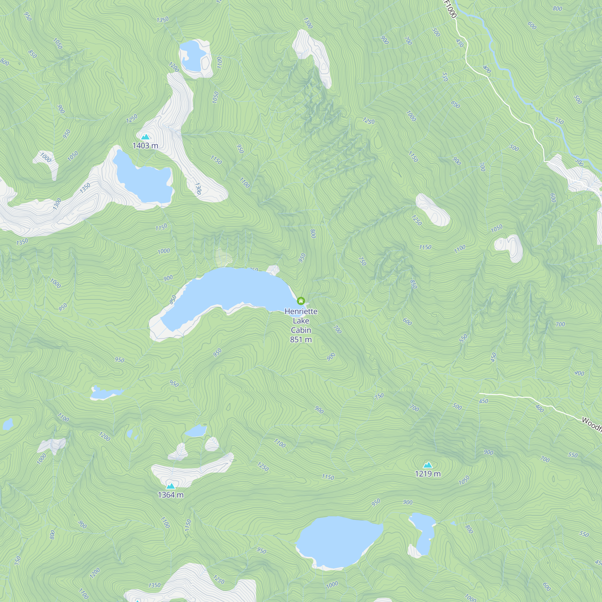 Henriette Lake Cabin map