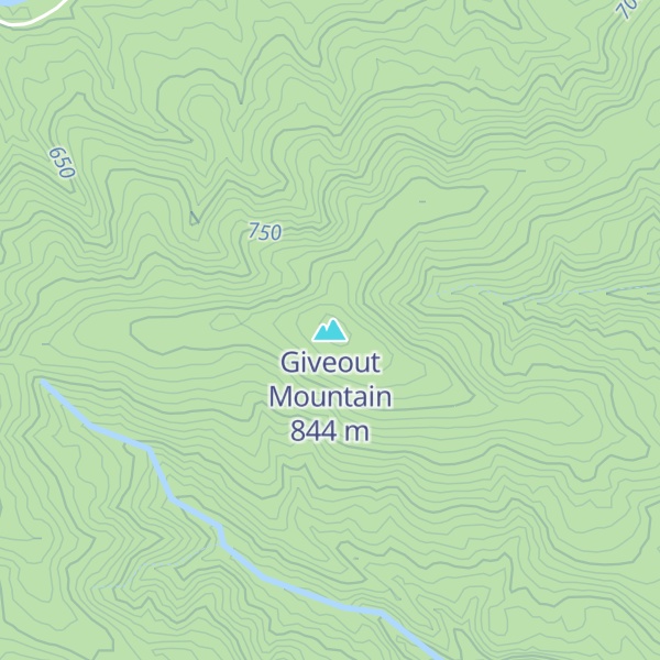 Map of Giveout Mountain