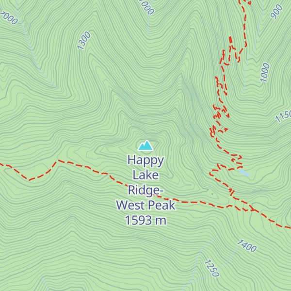 Map of Happy Lake Ridge-West Peak