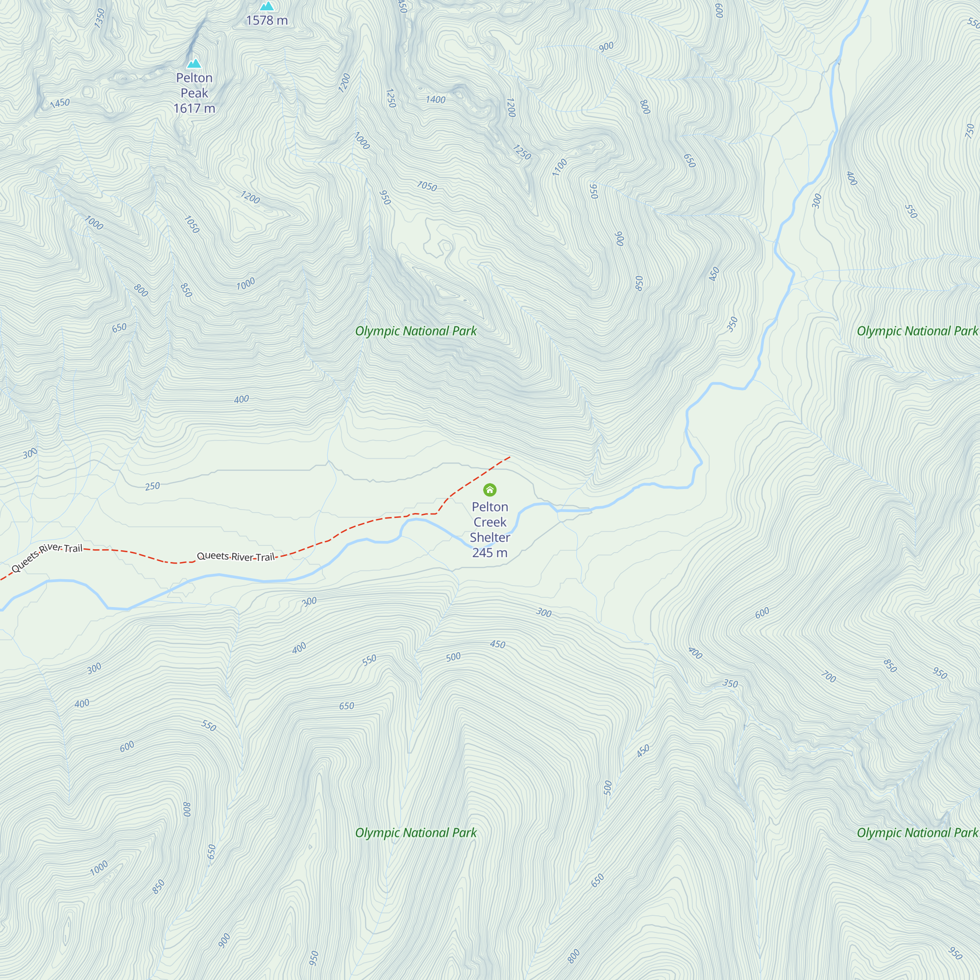Pelton Creek Shelter map