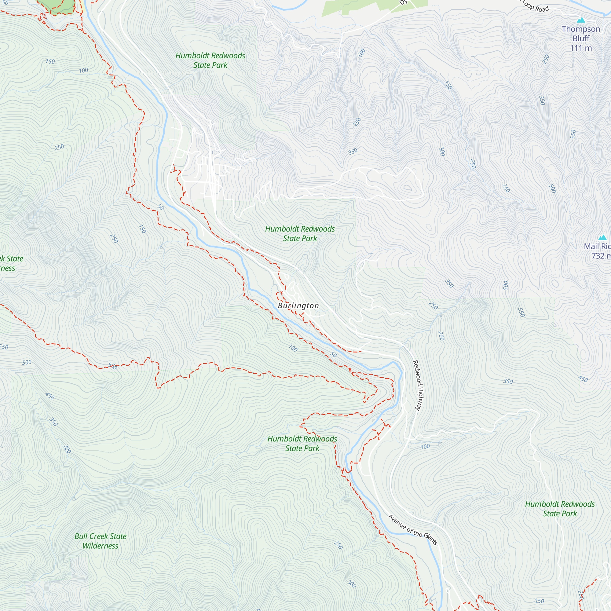 Humboldt Redwoods State Park Visitor Center map