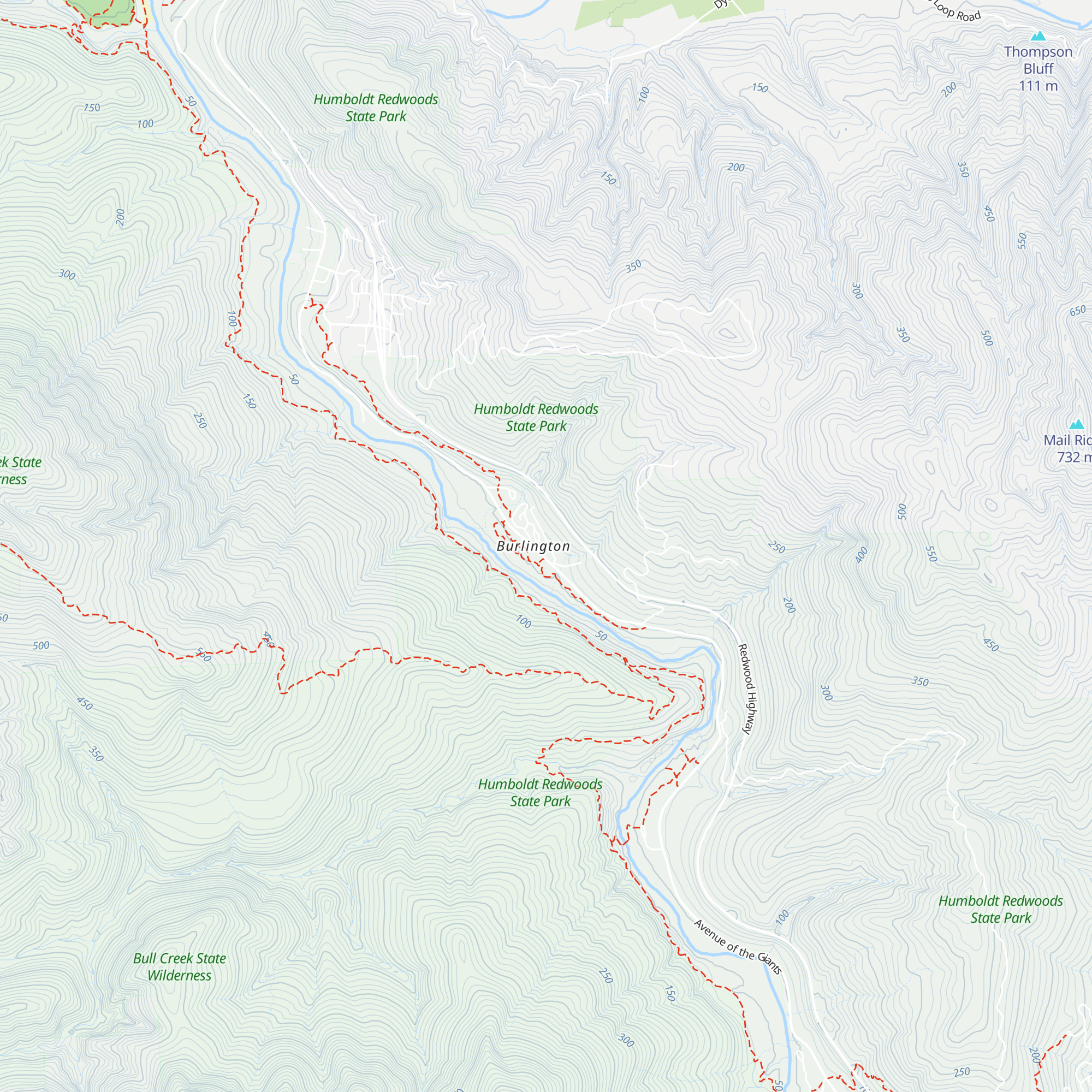 Humboldt Redwoods State Park Visitor Center map