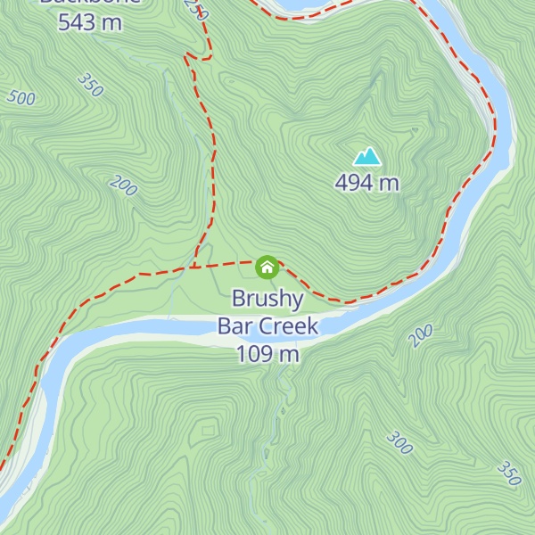 Map of Brushy Bar Creek