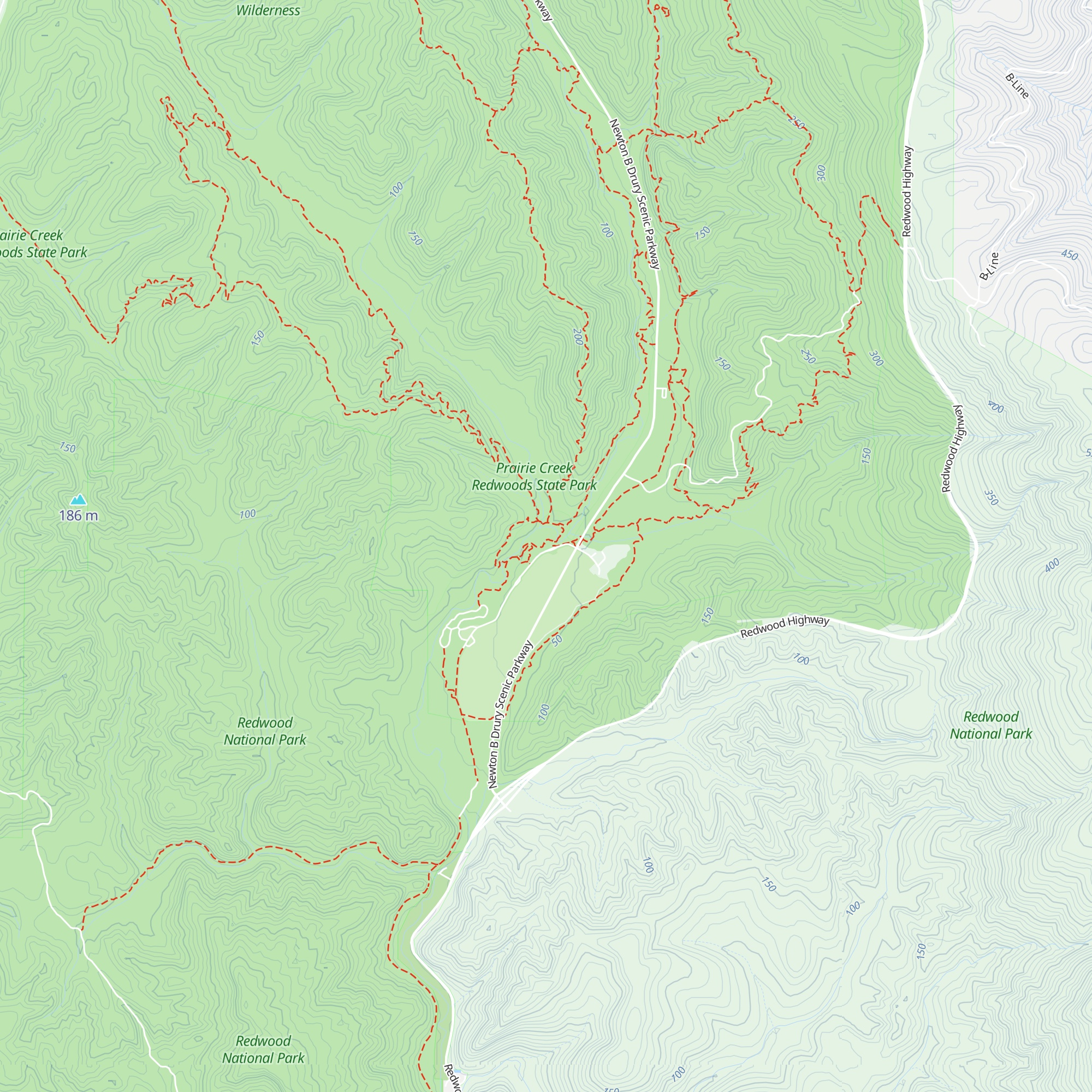 Prairie Creek Visitor Center map