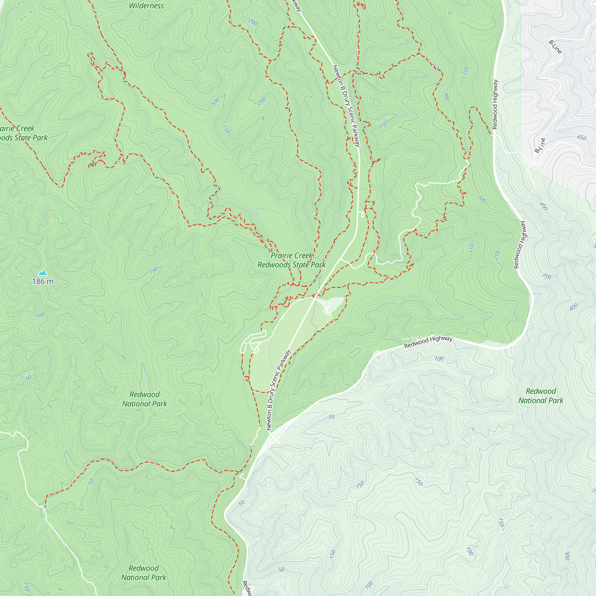 Prairie Creek Visitor Center map