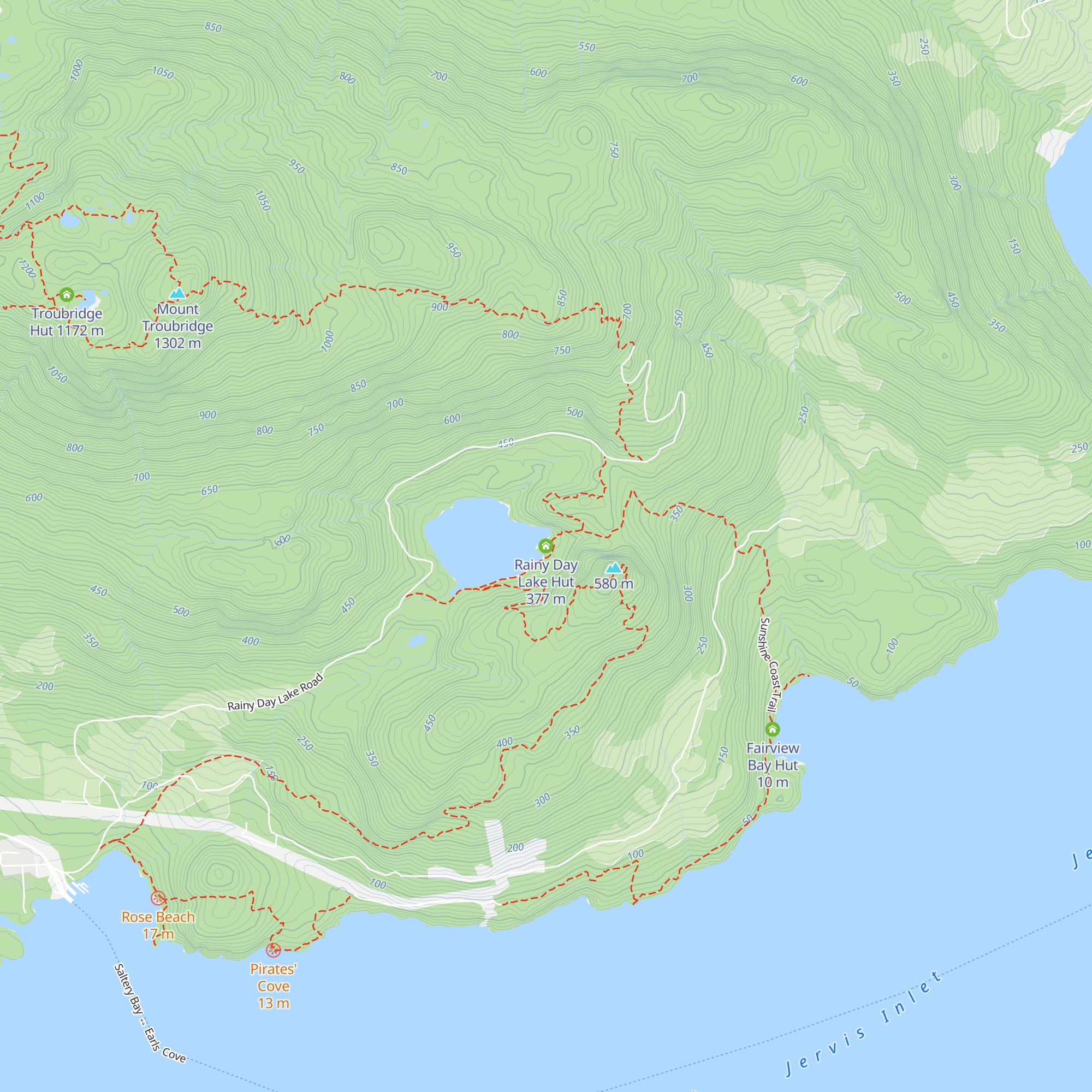 Rainy Day Lake Hut map