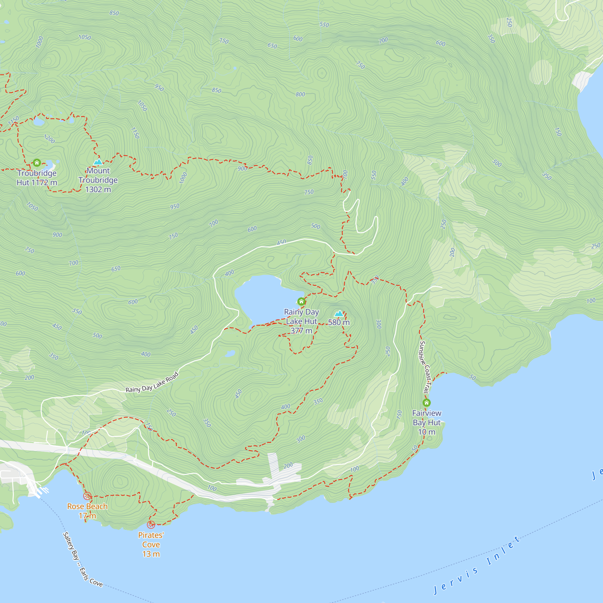 Rainy Day Lake Hut map