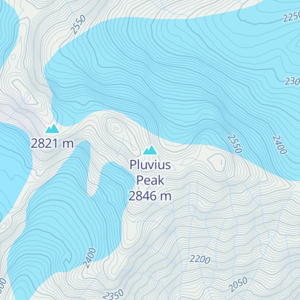 Map of Pluvius Peak