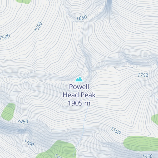 Map of Powell Head Peak