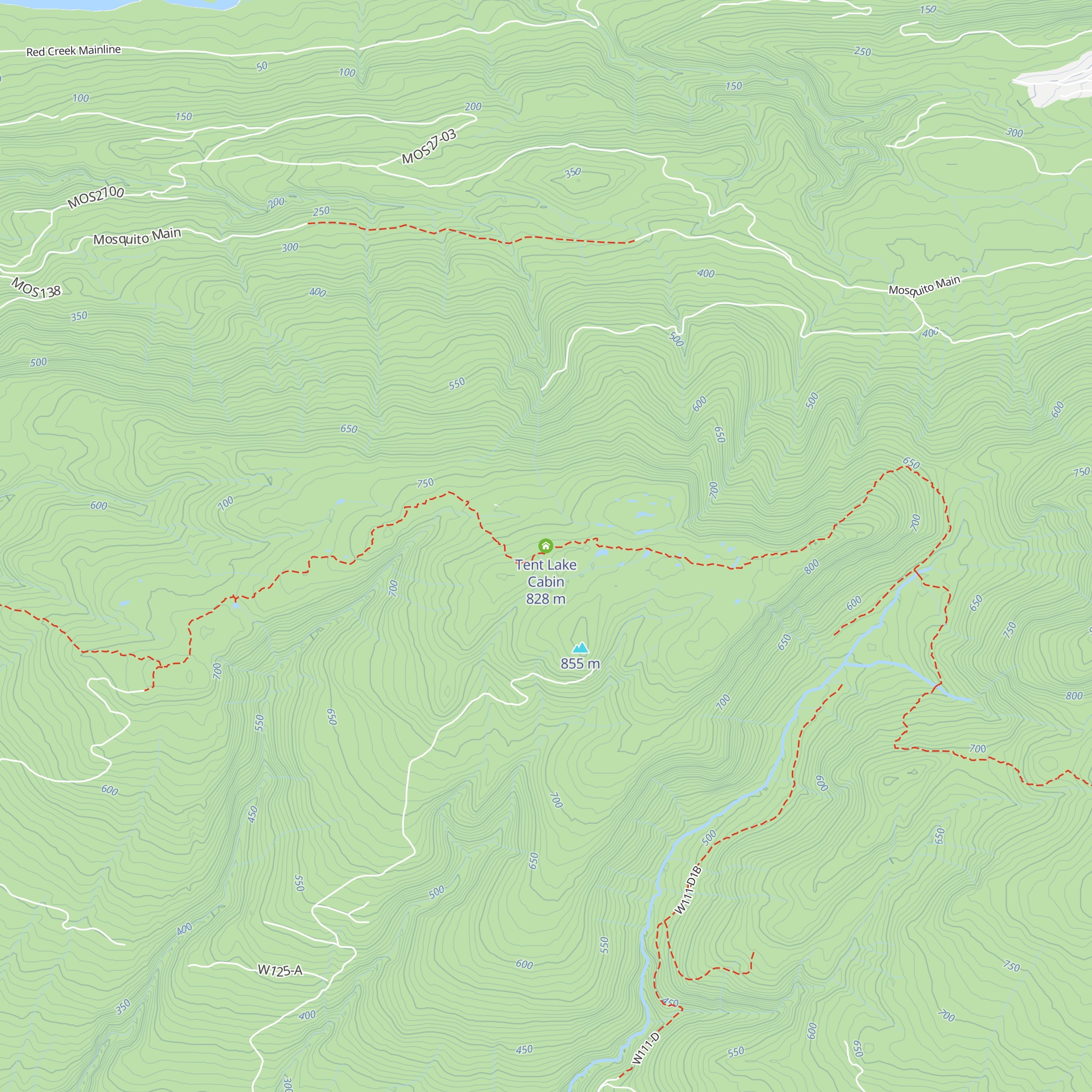 Tent Lake Cabin map