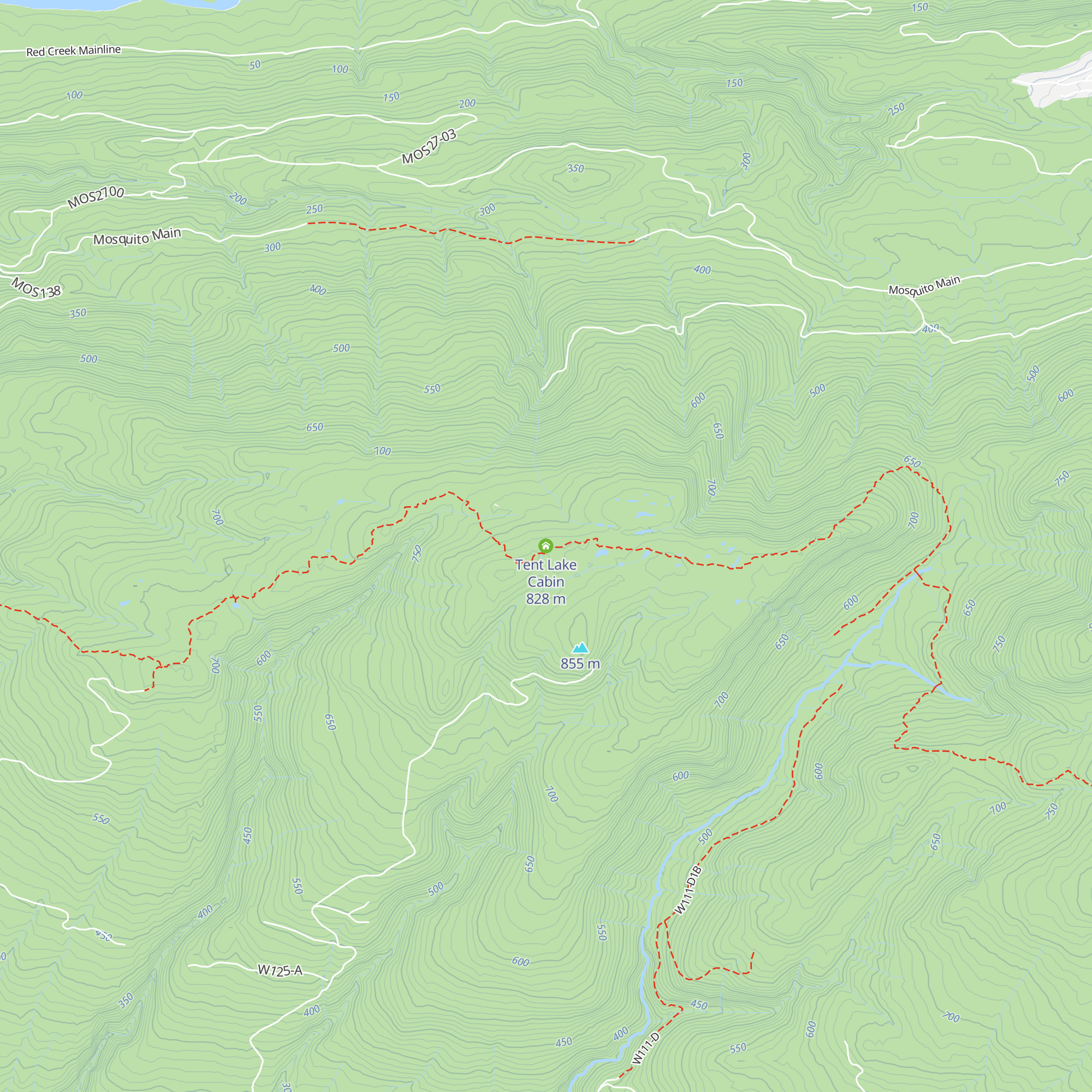 Tent Lake Cabin map