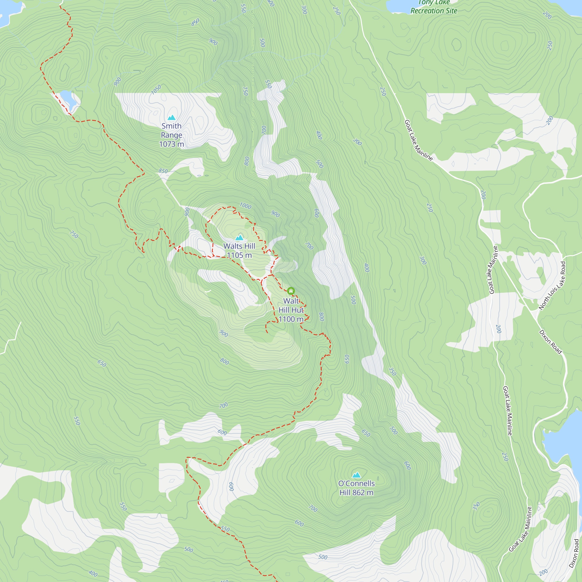 Walt Hill Hut map