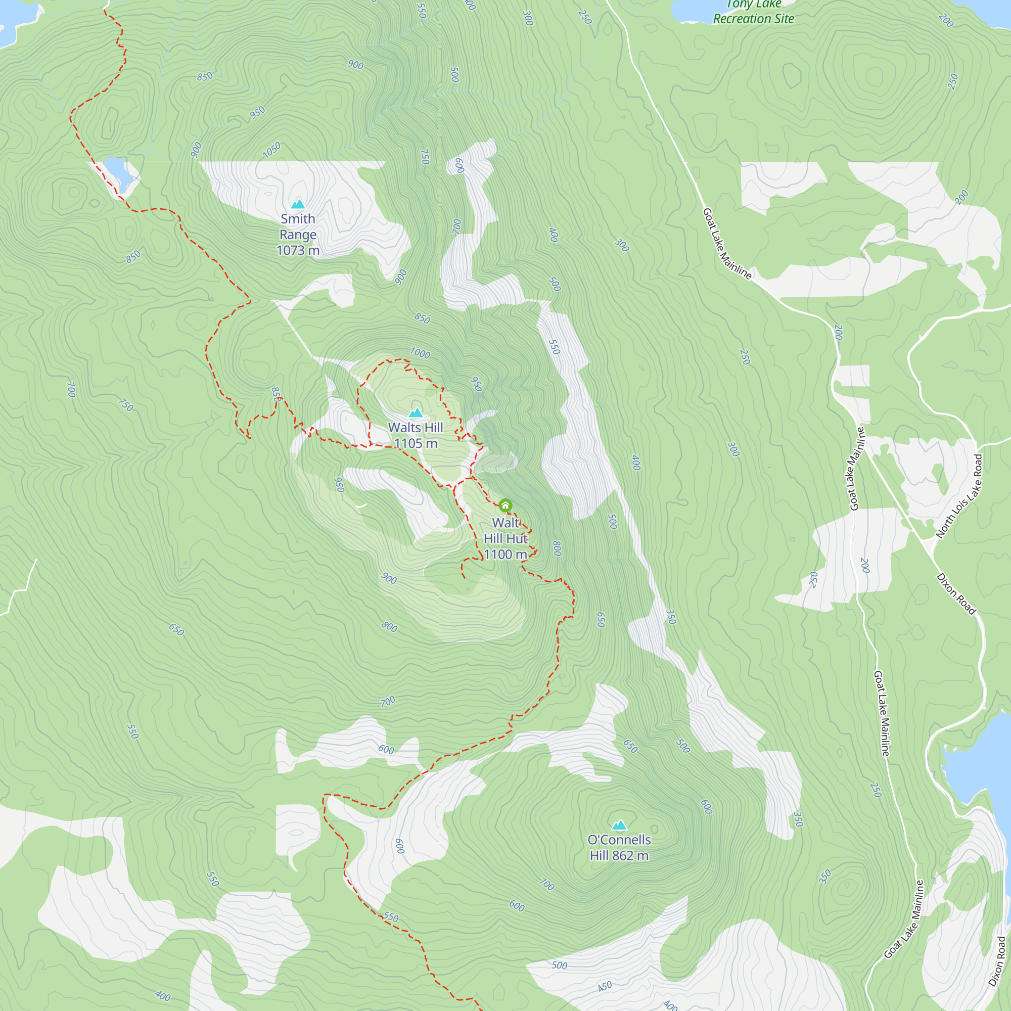Walt Hill Hut map