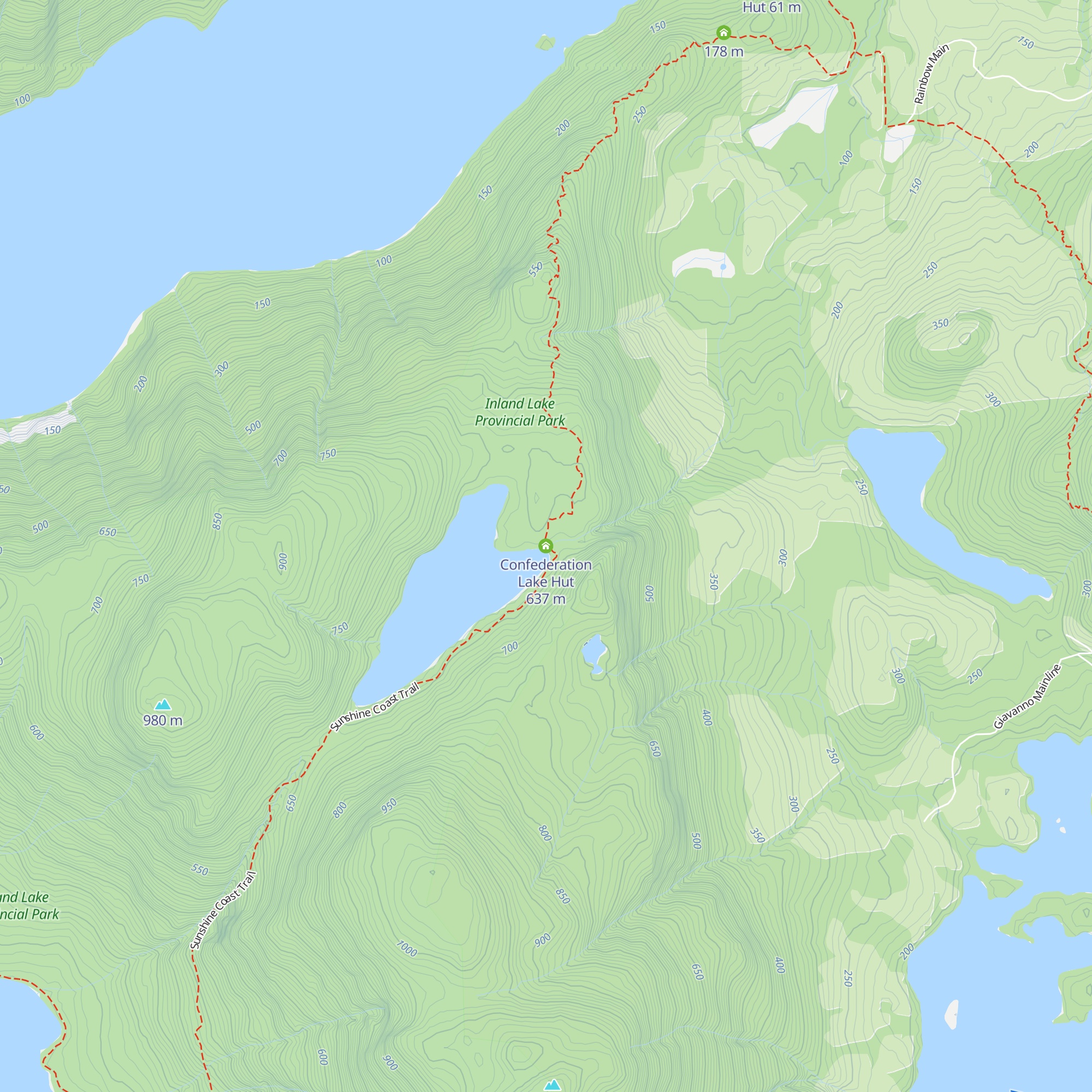 Confederation Lake Hut map