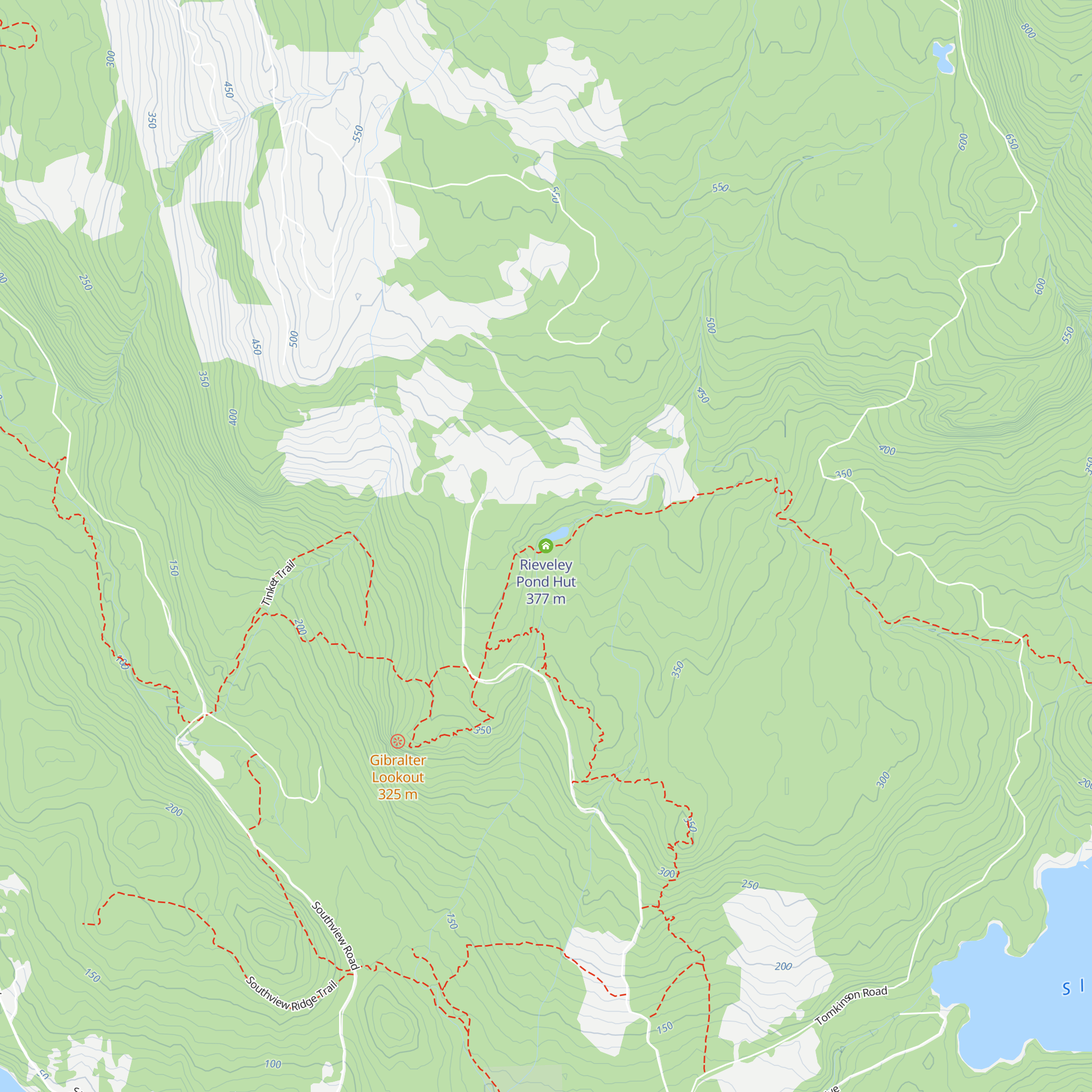 Rieveley Pond Hut map