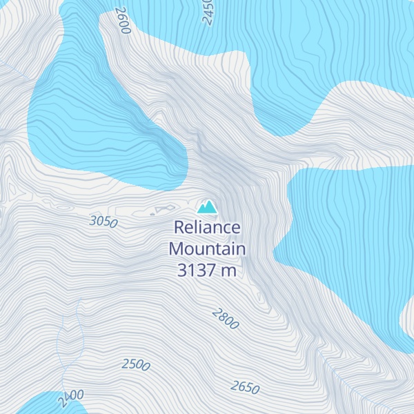 Map of Reliance Mountain