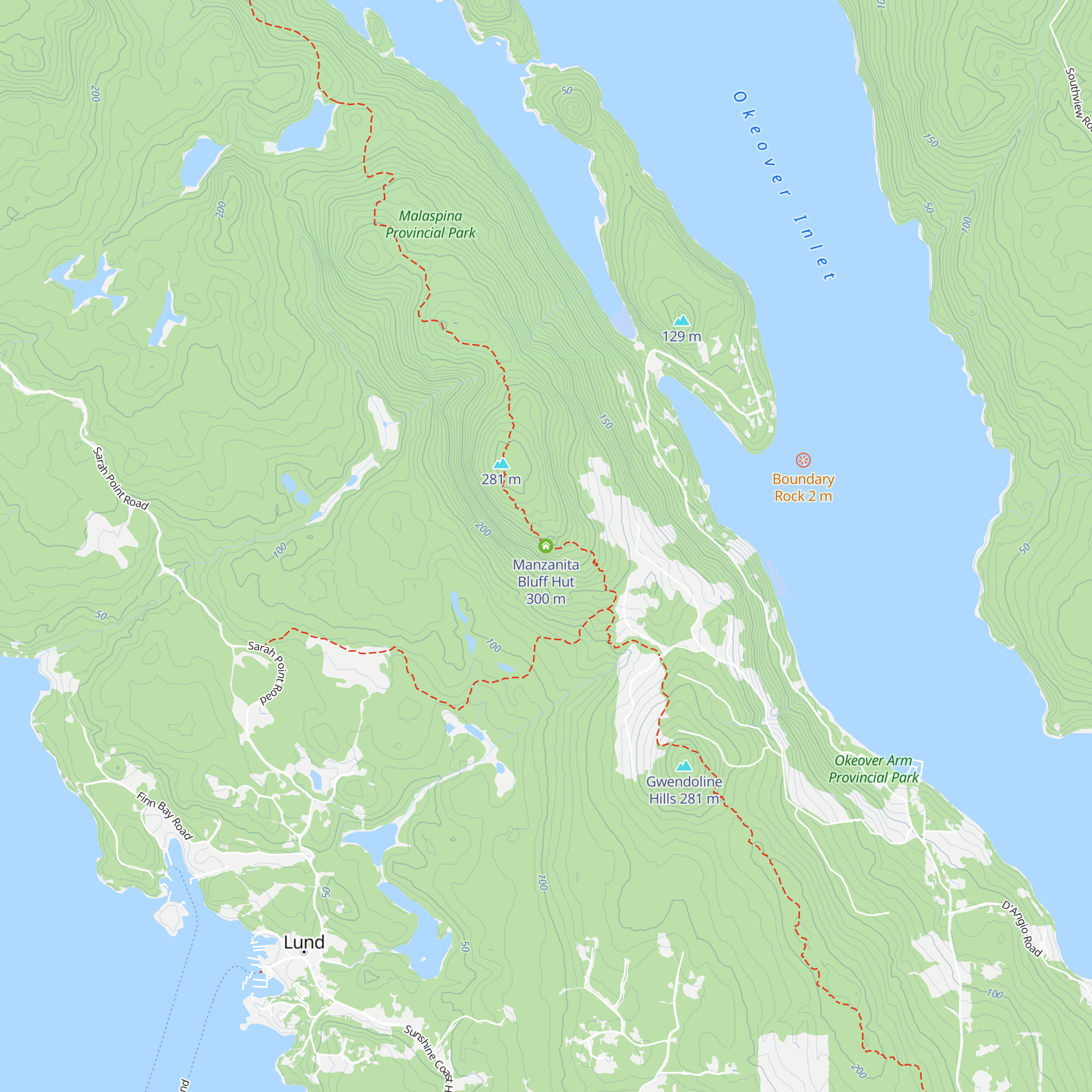 Manzanita Bluff Hut map