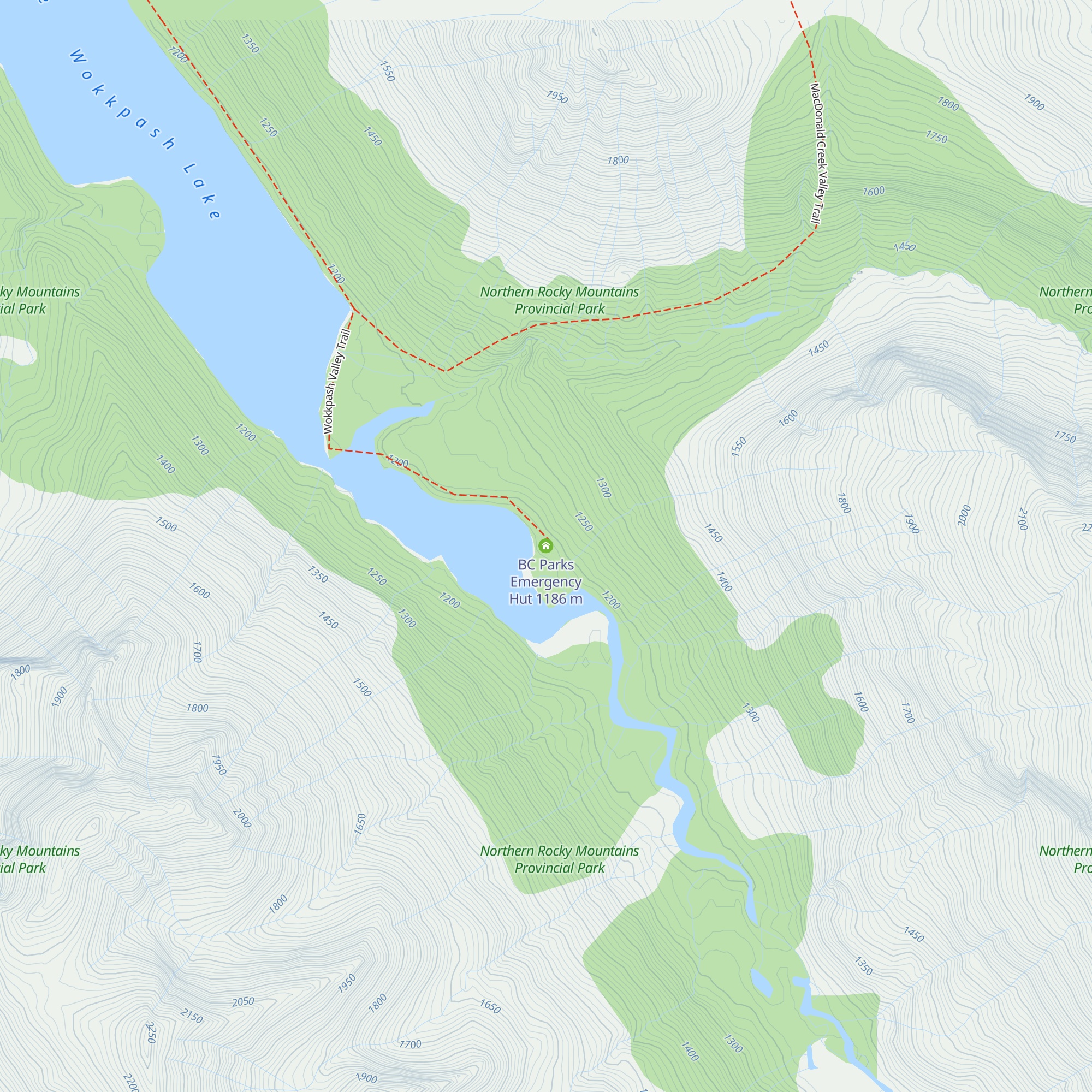 BC Parks Emergency Hut map