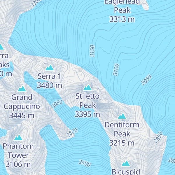 Map of Stiletto Peak