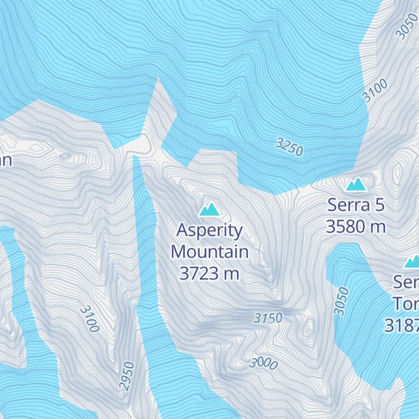Map of Asperity Mountain