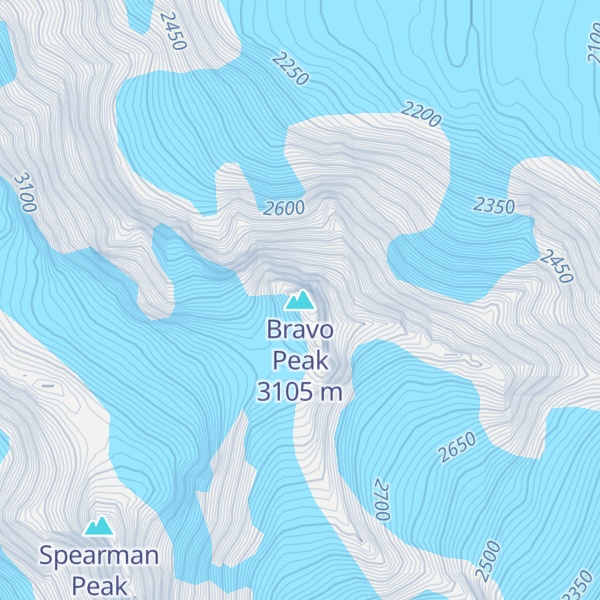 Map of Bravo Peak