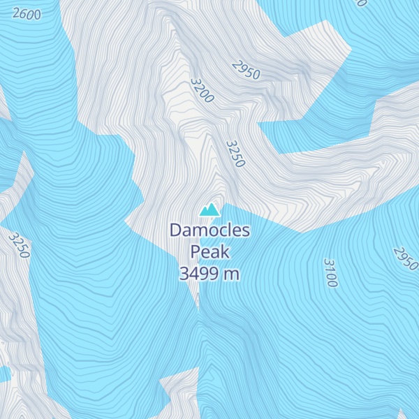 Map of Damocles Peak