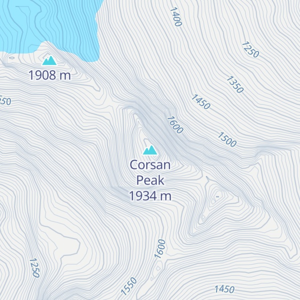 Map of Corsan Peak