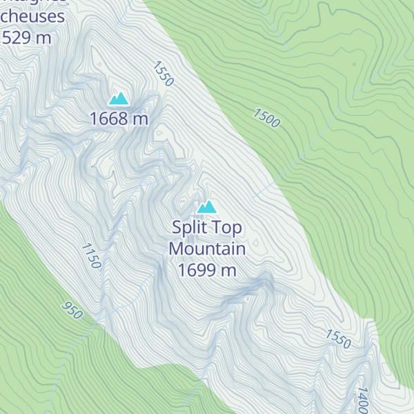Map of Split Top Mountain