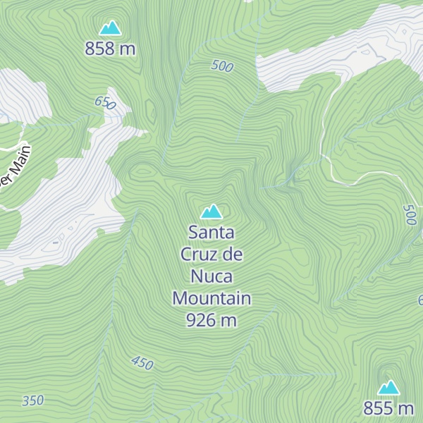 Map of Santa Cruz de Nuca Mountain