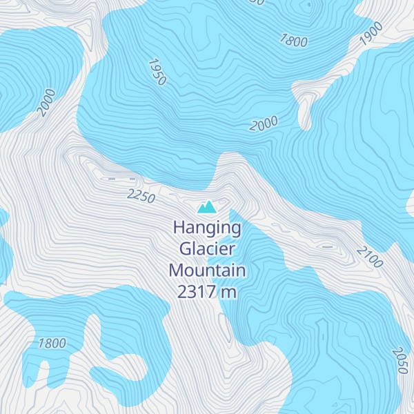 Map of Hanging Glacier Mountain