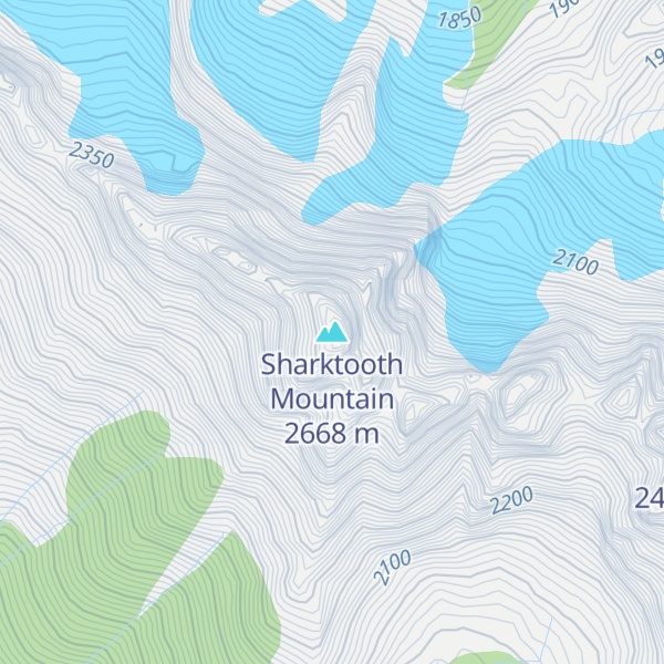 Map of Sharktooth Mountain
