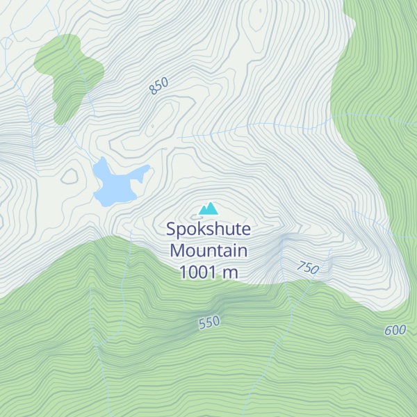 Map of Spokshute Mountain