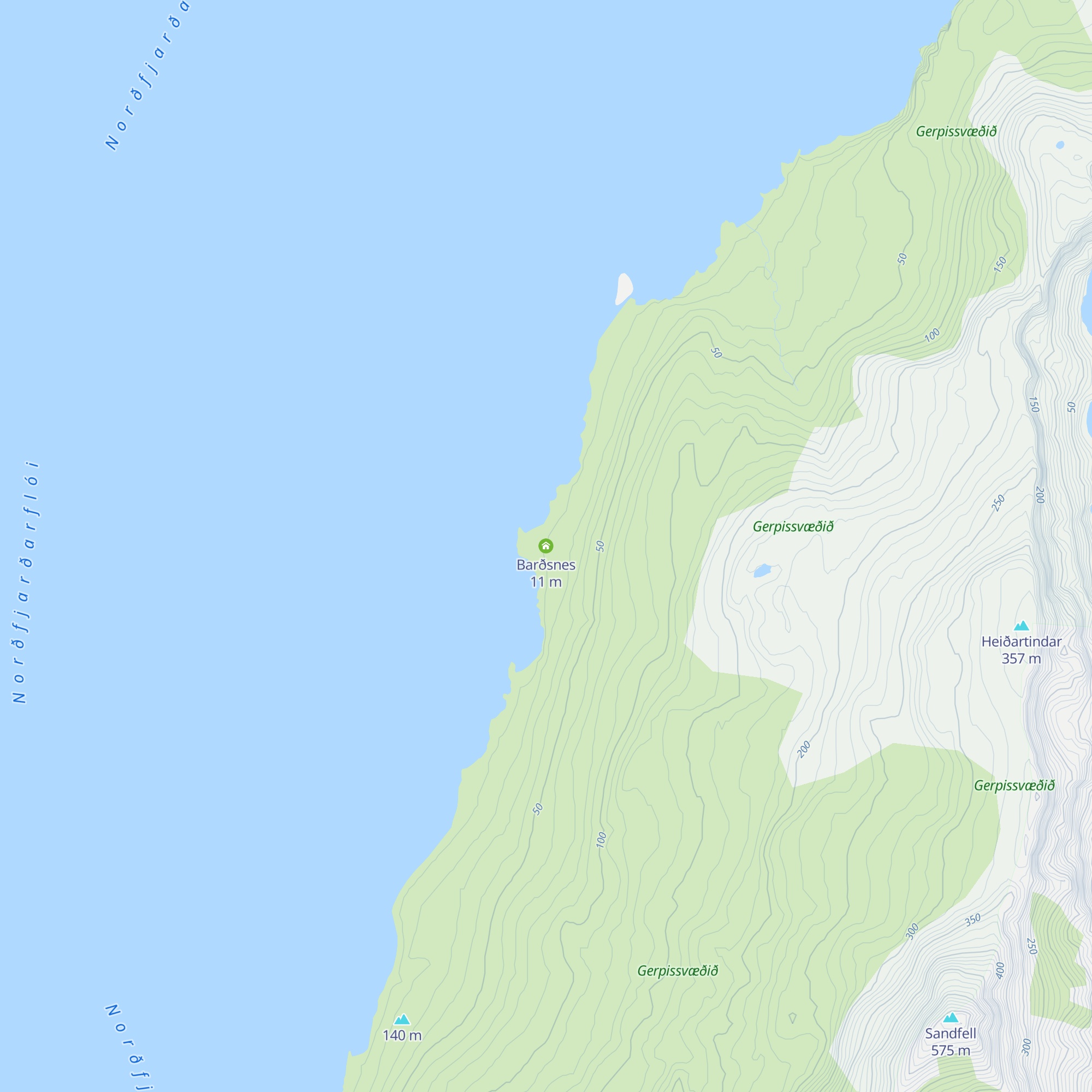 Barðsnes map