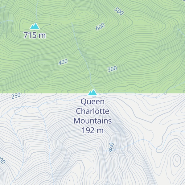 Map of Queen Charlotte Mountains