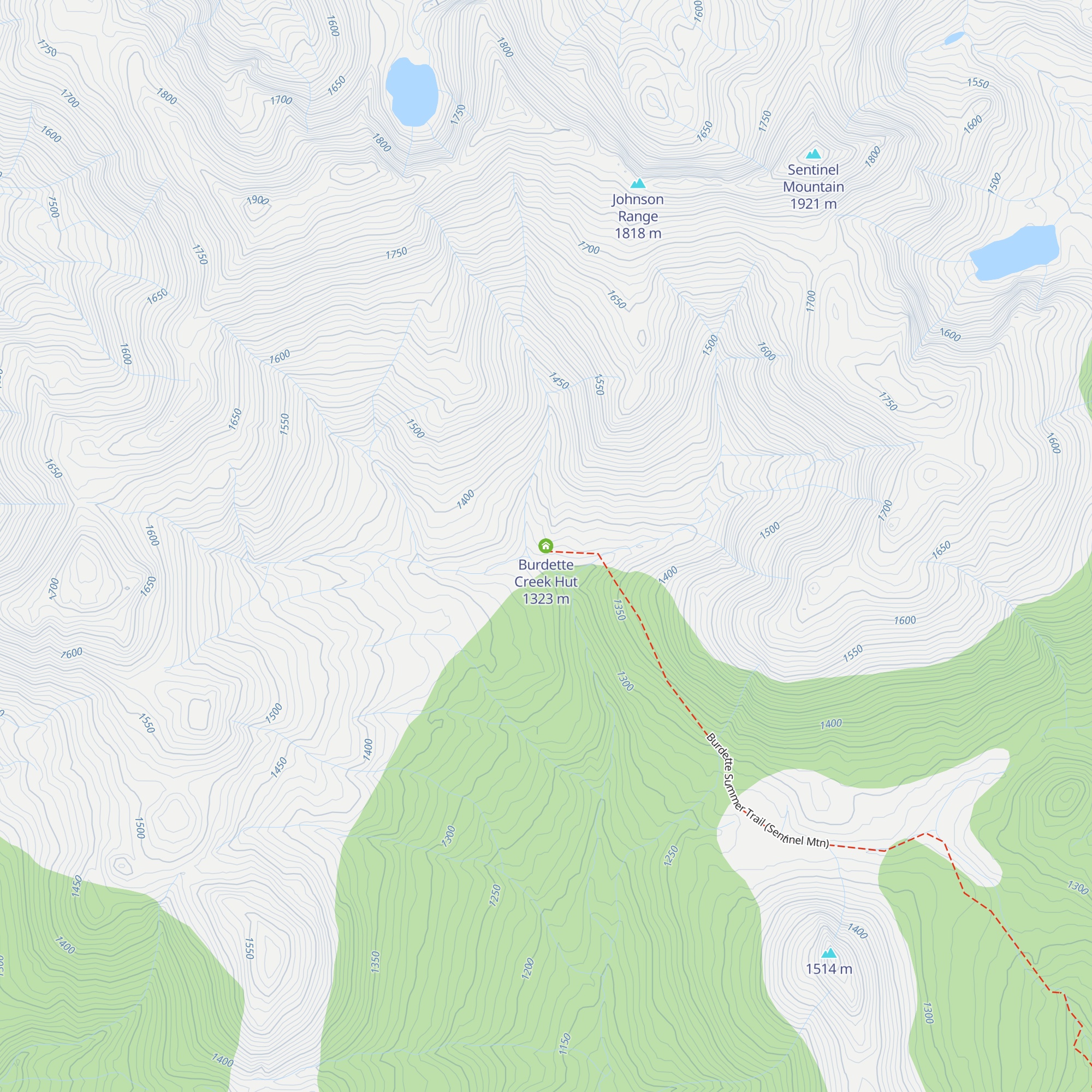 Burdette Creek Hut map